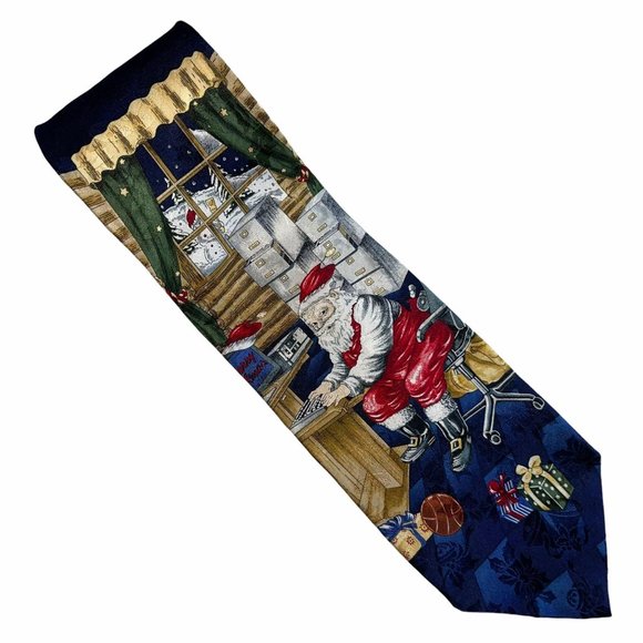 Unknown Other - Christmas Santa Clause Checking List Tie Necktie